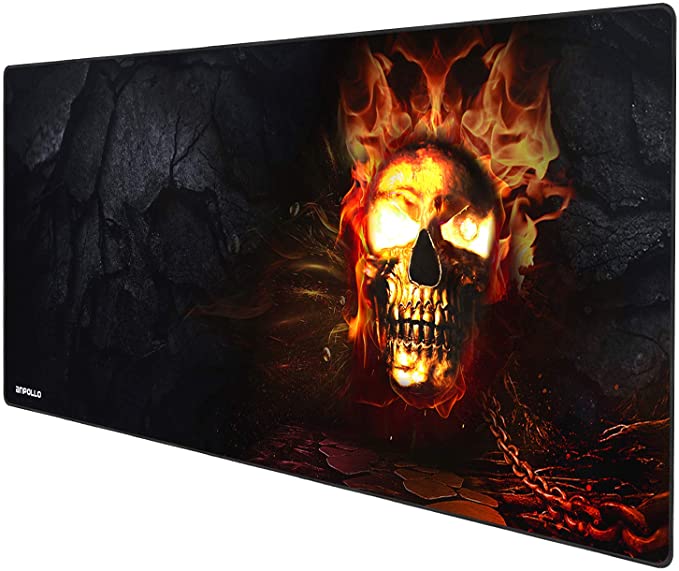 Anpollo Gaming and Office Mouse Pad, Extended Large Size 900x400mm Mousepad with Durable Stitched Edges, Suitable for Computer Keyboard, PC and Laptop (Skull)
