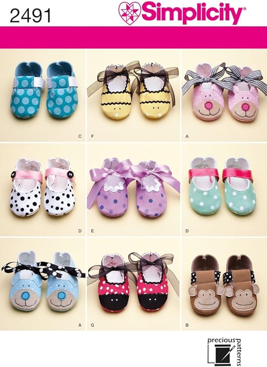 Simplicity Baby Shoes Sewing Pattern, Includes 7 Variations For Sizes XS-L