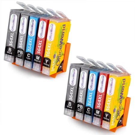 OfficeWorld 364XL Combo Packs 10 Pack High Capacity Compatible Ink Cartridges for HP Photosmart 5320 5370 5373 5388 5393 6350 6383 7380 7510 7520 B8550 B8553 B8558 C5300 C5324 C5380 C5383 C5390 C6300 C6324 C6380 D5400 D5445 D5460 D5463 D5468 D7560 Please Note Package Includes 2 Photo Blacks