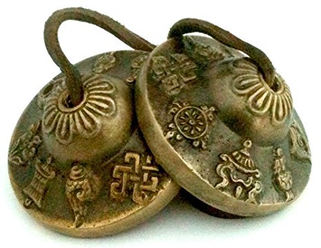 Tingsha Tibetan Bell (Chimes) Buddhist Lucky Symbols (Medium)