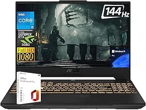 ASUS TUF Gaming Laptop 2024 Newest, 15.6" 144Hz FHD Display, Intel 12-core i5-12500H, RTX 3050, 32GB RAM, 2TB SSD, Wi-Fi 6, Backlit Keyboard, Windows 11 Pro. with Microsoft Office Lifetime License