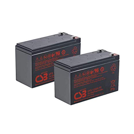Pair of CSB UPS12580-12 Volt/9 Amp Hour (96.7 Watts) Sealed Lead Acid Battery replaces HR1234WF2 with 0.250 in. Fast-on Terminals