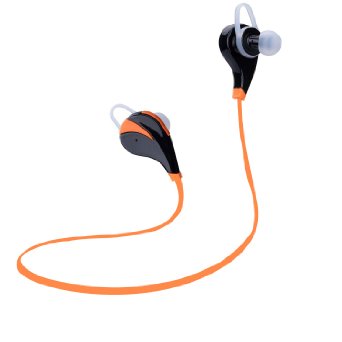 Bluetooth 40 Headset Stereo Earphones Wireless Earset Earbuds Sweatproof Sports Running Headphones with Microphone For Andorid IOS Mobile Phones 3D music experience Smart Voice Control Orange