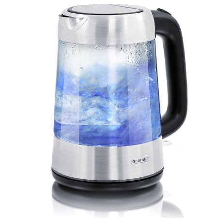 Arendo - Stainless Steel-Glass Kettle with Blue Interior LED Illumination  Stainless Steel-Glass Design STRIX-controller  Integrated Scale Filter  17 Litres  2200W  Automatic Shut-Off  One-Touch-Closure
