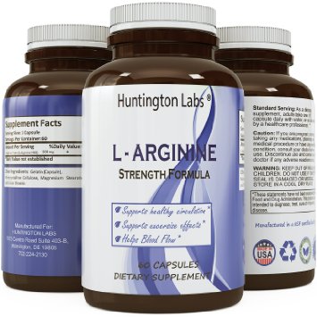 Best L-Arginine Supplement HCL Essential Amino Acid Infusion Vitamin Antioxidant and Immune System Support Increase Energy Burn Body Fat Boost Metabolism for Men Women Teens by Huntington Labs