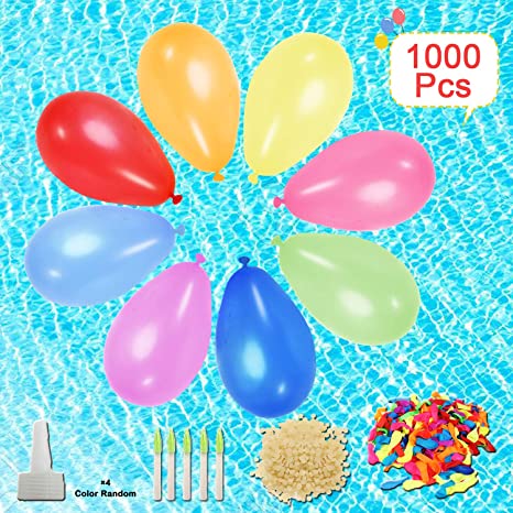 Tuptoel 1000 Pack Water Balloons with Refill Kits, Eco-Friendly Latex Water Bomb Balloons for Party Games - Summer Outdoor Beach Swimming Pool Toys for Kids & Adults