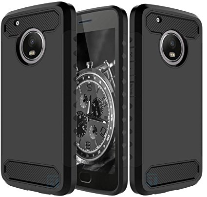 Moto X4 Case, Moto X 2017 Case, ATUS - [Carbon Fiber] Anti-Slip Slim Fit Case with HD Screen Protector (Black/Black)