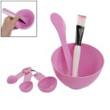 Facial Skin Care Mask Mixing Bowl Stick Brush Gauge Spoon Set Pink