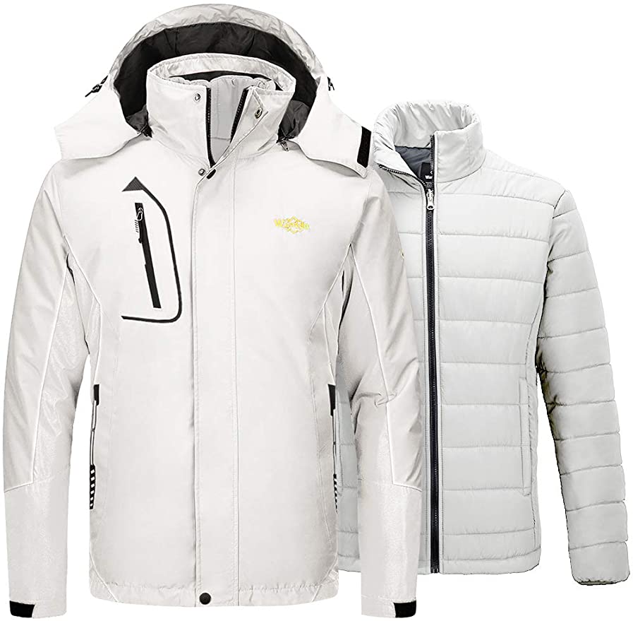 Wantdo Men's 3 in 1 Puffer Liner Ski Jacket Waterproof Rain Snow Warm Winter Coat