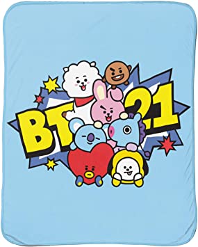 Jay Franco Line Friends BT21 Pile Up Throw Blanket - Measures 46 x 60 inches, Kids Bedding - Fade Resistant Super Soft Fleece - (Official Line Friends Product)