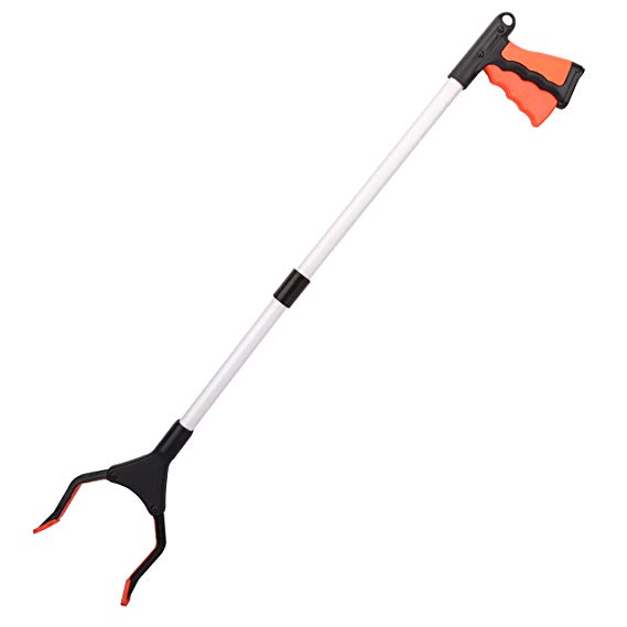 Grabber Tool, Housolution 32" Foldable Reacher Grabber Pickup Tool, Aluminum Reaching Aid Tool with Rotating Rubber Gripper, Long Arm Extender for Trash/Garbage/ Litter Picker, Garden Nabber - Orange