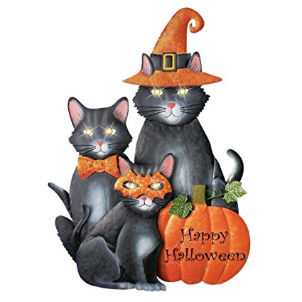 Decorative Lighted Halloween Cats Yard Stake, 28"H