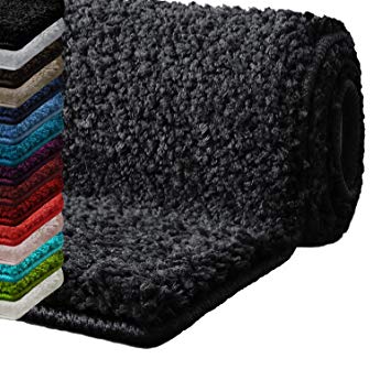 casa pura Bath Mats for Bathroom – 30" x 45" Dark Grey Bath Mat | Ultra Absorbent, Self-Dry Microfiber, Non-Slip Bath Mats for Floors | Bathroom Rugs in 10 Fresh Colors