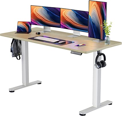 ErGear Height Adjustable Electric Standing Desk, 63x 28 Inches Sit Stand up Desk, Large Memory Computer Home Office Desk (Natural)