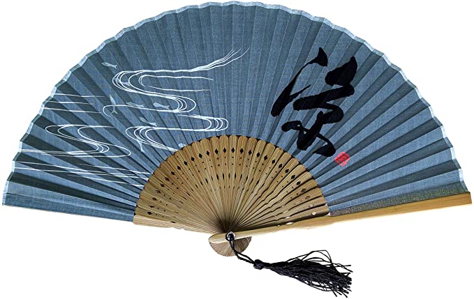 Eastern Wind Chinese/Japanese Folding Fan with Bamboo and Cotton-Flax,Hand Fan for Man Women Gift