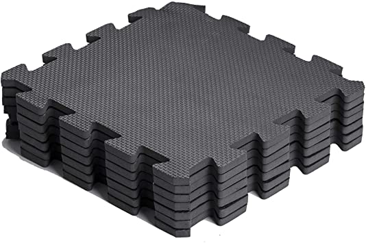 Arteesol Puzzle Exercise Mats with Border - 18 Pieces, Each 12” x 12”, Premium Floor Mats EVA Foam Interlocking Tiles Fitness Mats for Fitness Gym Equipment