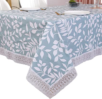 Vinyl Flannel Backing Tablecloth Waterproof Oil-Proof PVC Table Cloth Stain-Resistant Wipeable Table Cover (60X60 Inch, GD1675)