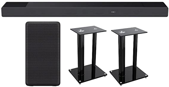 Sony HT-A7000 7.1.2 Dolby Atmos Soundbar with Sony SA-RS3S Wireless Rear Speakers and Glass Floor Speaker Stands Bundle (3 Items)