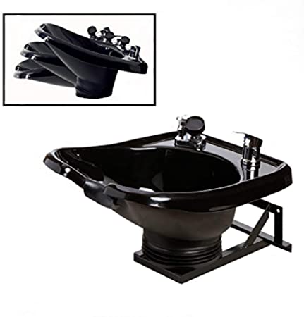 Fully Adjustable Wall-Mounted Tilting Shampoo Bowl, Black Salon Sink, Beauty Salon Equipment for Hair Stylists - TLC-B13-WT