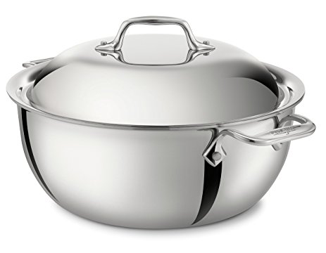 All-Clad 4500 Stainless Steel Tri-Ply Bonded Dishwasher Safe Dutch Oven with Domed Lid / Cookware, 5.5-Quart, Silver