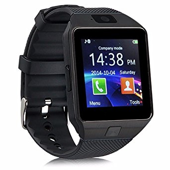 DZ09 Bluetooth Smart Watch Phone - Wzpiss Unlocked Touch Screen Smartwatch Smart Wrist Watch with Camera Pedometer Support SIM Card for iPhone IOS Samsung LG Android Phones for Men Women Kids (Black)