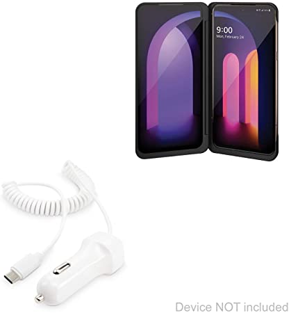 LG V60 ThinQ 5G Car Charger, BoxWave [Car Charger Plus] Car Charger and Integrated Cable for LG V60 ThinQ 5G - White