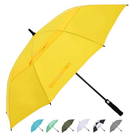 ZEKAR 54/62/68 Inch Windproof Large Golf Umbrella, Oversized Double Canopy Vented Waterproof Stick Umbrellas Automatic Open for Men Women, Including Wooden Handle Version