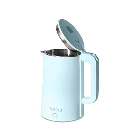 Tesora - Inspired by you Large Premium Electric Kettle 1.8L, Stainless Steel Inner Body, Auto Power Cut, Boil Dry Protection & Cool Touch Double Wall | Portable | 1500 Watts |1 Year Warranty | (Blue)