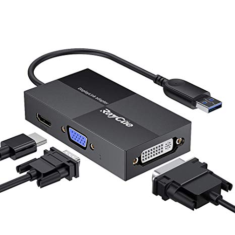 USB to HDMI VGA DVI Adapter, VGA to USB Adapter Converter with 2K Full HD 2048x1152 for Multiple Monitors, Compatible with Windows 7/8/10, Mac OS X, etc