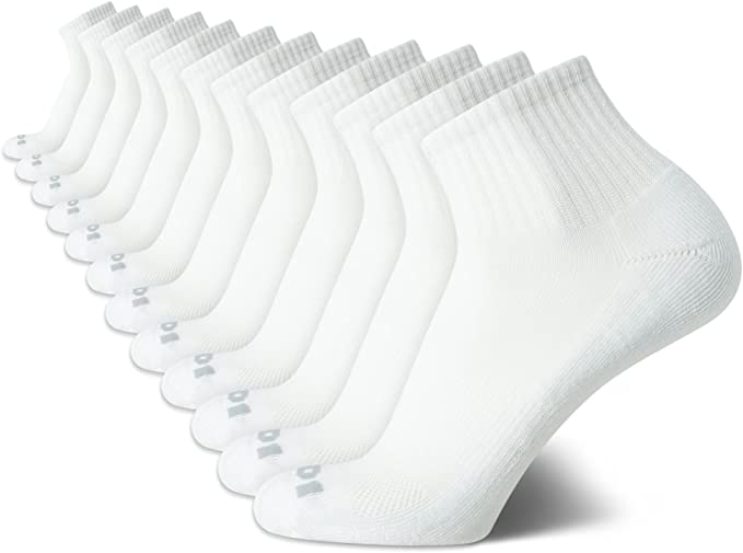 AND1 Men's Athletic Arch Compression Cushion Comfort Quarter Cut Socks (12 Pack)