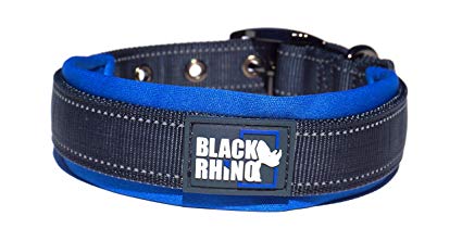 Black Rhino - The Comfort Collar Ultra Soft Neoprene Padded Dog Collar for All Breeds - Heavy Duty Adjustable Reflective Weatherproof