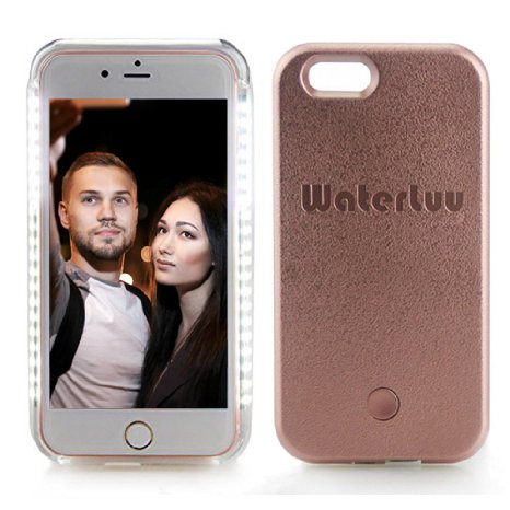 WaterLuu LED Illuminated Cell Phone Case for iPhone 6 & iPhone 6s for Bright Selfie (Rose Gold)