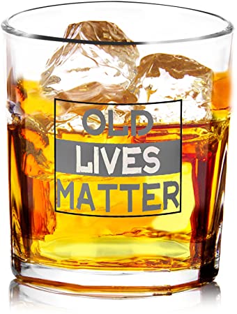 Fathers Day Glass Gifts for Dad Grandpa from Granddaughter Grandson,10 OZ Old Lives Matter Whiskey Glass Grandpa Dad Gifts for Husband Him Men Grandfather,Birthday Retirement Thanksgiving Gifts