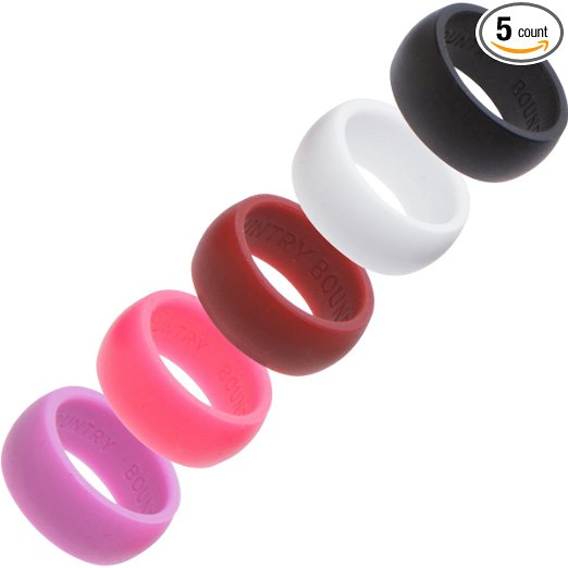 Silicone Rings Women 5 Pack - Band For Active Lifestyles, Gym & Outdoor Enthusiasts, High Quality Womens Silicone Wedding Bands - Safe, Hypoallergenic, Silicone Rings for Women, Won't Pinch Skin!