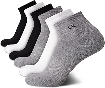 Calvin Klein Men's High Quarter Socks - 6 Pack Breathable Soft Cushioned Mini Crew Athletic Socks for Men (Shoe Size: 7-12)