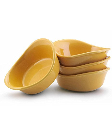 Rachael Ray Serveware Lil’ Saucy Squares Stoneware Dipping Cups Set, Yellow