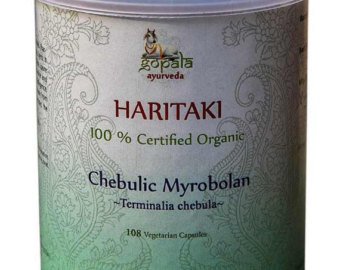100% Organic Haritaki Chebulic Myrobalan Terminalia Chebula Vata Rejuvenator 108 VCaps of 500mg each