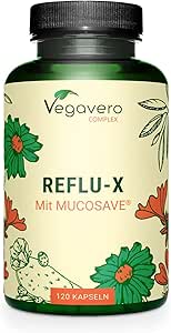 Integratore per REFLUSSO Vegavero® | 120 capsule | 100% naturale | con Alginato di Sodio, Muscosave®, Camomilla e Malva | Vegan