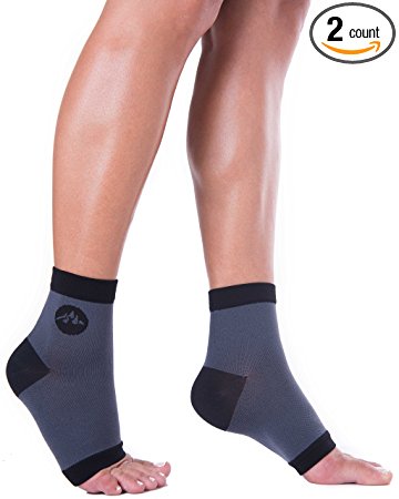 Plantar Fasciitis Compression Ankle Socks / Heel Arch Support For Men Or Women, Best For Nurses, Sports & More! 1 Pair of Toeless Easy On Foot Sleeves by BlackMount.