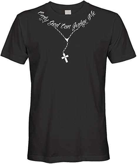 Cybertela Men's Only God Can Judge Me Tattoo Necklace T-Shirt