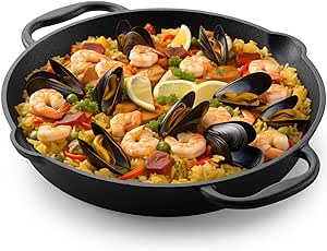 Navaris Cast Iron Skillet Pan - Oven Safe 2 Handle Frying Skillets - Pre Seasoned Pans for Stove or BBQ Cooking - 12 Inch / 30cm