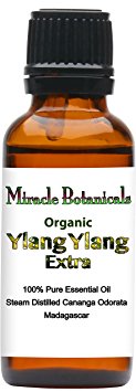 Miracle Botanicals Organic Ylang Ylang Extra Essential Oil - 100% Pure Cananga Odorata (Extra) - 5ml, 10ml, or 30ml Sizes - Therapeutic Grade 30ml/1oz.