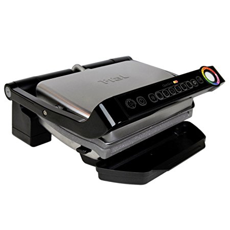 T-fal GC704 OptiGrill Stainless Steel Indoor Electric Grill with Removable and Dishwasher Safe plates,1800-watt, Silver