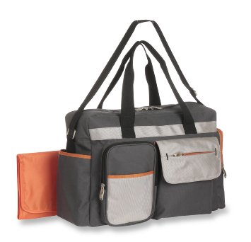 Graco Tangerine Smart Organizer System Duffle Diaper Bag GreyOrange