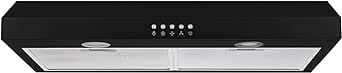 Winflo 30 In. Convertible Under Cabinet Range Hood in Black with Mesh Filters and Push Button Control