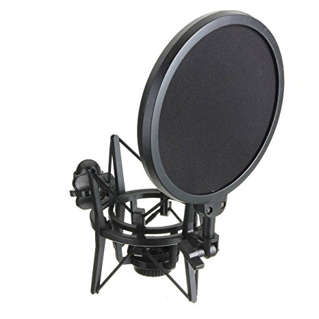 ELEGIANT Microphone Mic Professional Shock Mount with Pop Shield Filter Screen R1BO