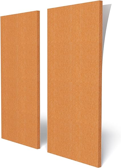 BUBOS Art Acoustic Panels,4 Pack 24''x12'' Premium Fabric Wrapped Panel Acoustic Wall Panels,Reduce Room Echo and Reverberation,Decorative Sound Panel for Studio/Office (Orange)