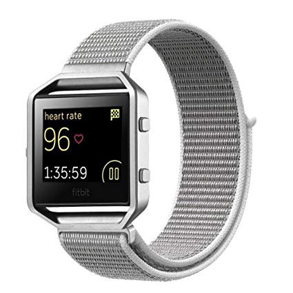 INTENY Compatible for Fitbit Blaze Band, Yichan Nylon Sport Loop with Hook and Loop Adjustable Fastener Wrist Strap & Metal Frame Housing Compatible for Fitbit Blaze Smart Fitness Watch