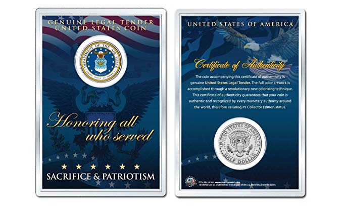 United States AIR FORCE Emblem OFFICIAL JFK Half Dollar US Coin PREMIUM HOLDER