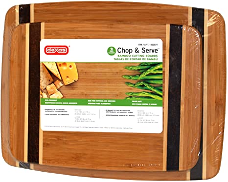 Dexas Chop & Serve Bamboo Cutting Boards, 2 Pack